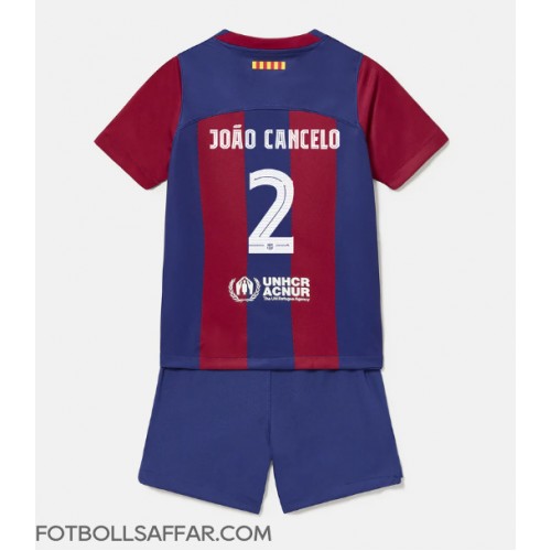 Barcelona Joao Cancelo #2 Hemmadräkt Barn 2023-24 Kortärmad (+ Korta byxor)
